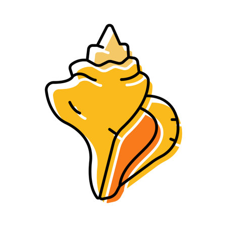 Seashell spiral conch drawing marine mollusk iconのイラスト素材