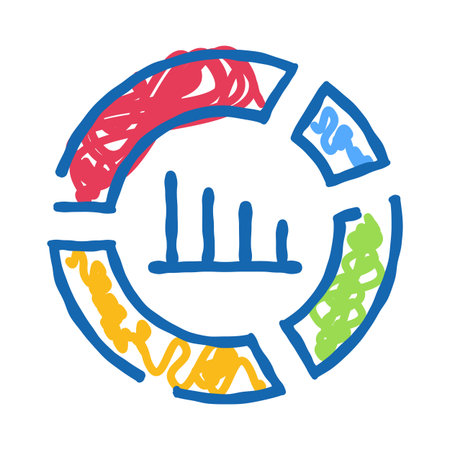 Hand drawing circular diagram with bar chart dataのイラスト素材