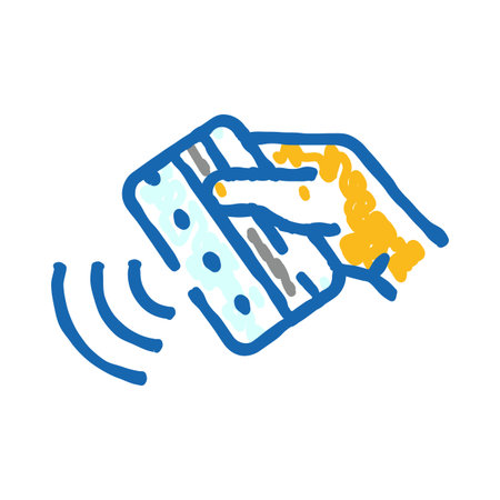 Hand using contactless payment terminal for transactionのイラスト素材