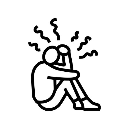 loneliness autophobia fear line icon vector illustrationのイラスト素材