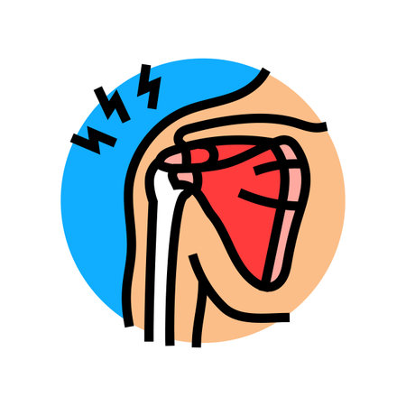 rotator cuff injury diagram color icon vector illustrationのイラスト素材