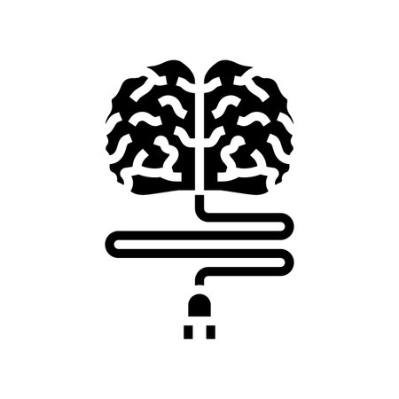 brain icon electric connections glyph icon vector illustrationのイラスト素材