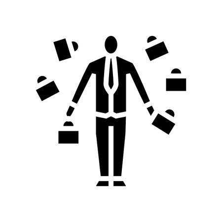 person juggling several job titles glyph icon vector illustrationのイラスト素材
