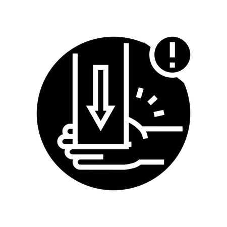 crushed hand by machine glyph icon vector illustrationのイラスト素材