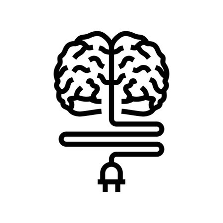 brain icon electric connections line icon vector illustrationのイラスト素材