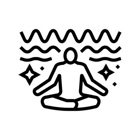 person meditating brainwave lines line icon vector illustrationのイラスト素材