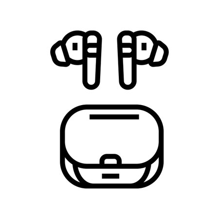 wireless earphones sleek design line icon vector illustrationのイラスト素材