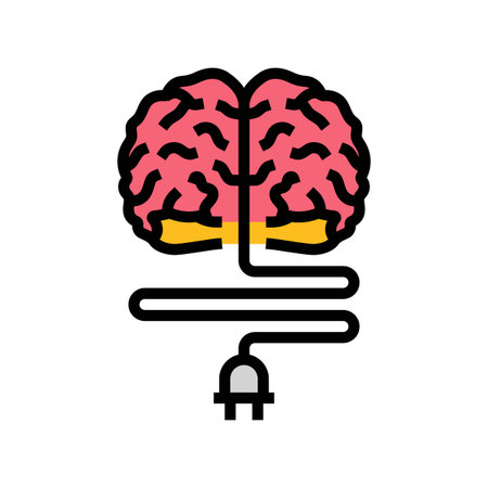 brain icon electric connections color icon vector illustrationのイラスト素材