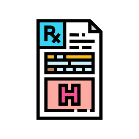 hormone therapy prescription form color icon vector illustrationのイラスト素材