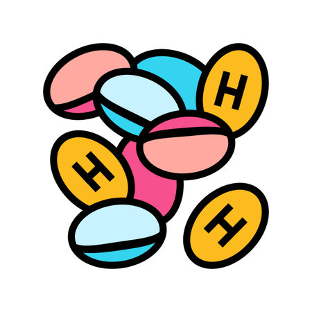 hormone therapy capsule stack color icon vector illustrationのイラスト素材