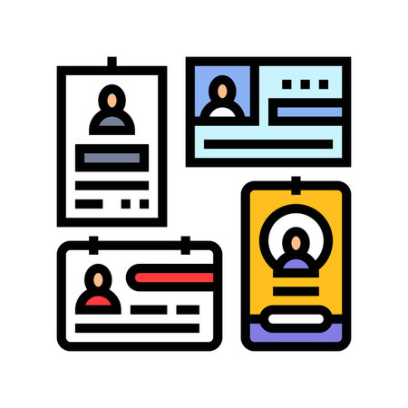employee id cards from different companies color icon vector illustrationのイラスト素材