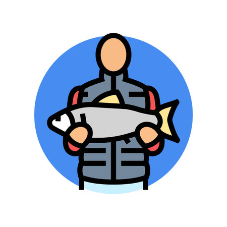 fishing trip color icon vector illustrationのイラスト素材