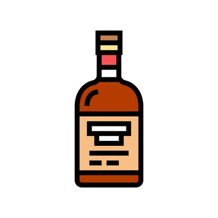 bourbon bottle color icon vector illustrationのイラスト素材