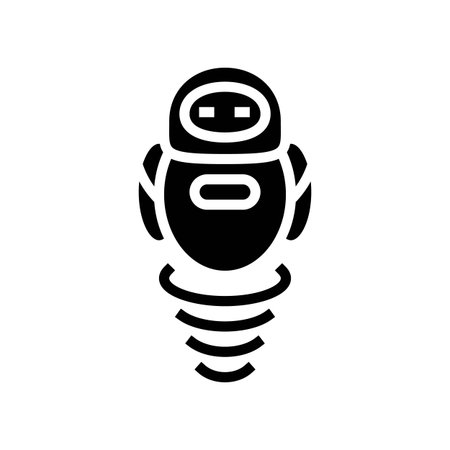 floating hover robot glyph icon vector illustrationのイラスト素材