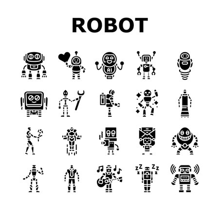 robot character cyborg icons set vectorのイラスト素材