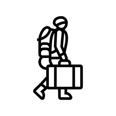 person carrying belongings a bag line icon vector illustrationのイラスト素材