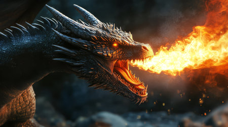 creature dragon breathing fireの素材