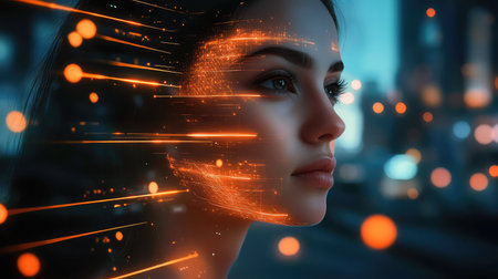 voice lighting up virtual assistantの素材