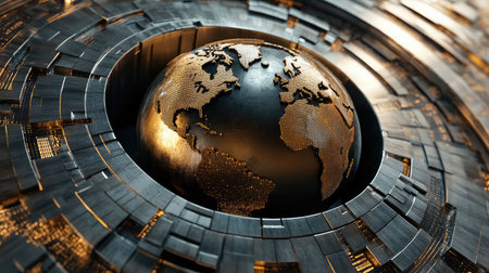 vestment global business in a rotating metallic styleの写真素材