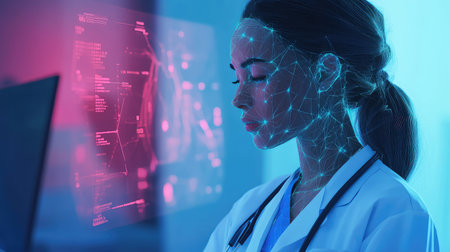 assistt focusing on an ai medical assistant in a low poly styleの素材