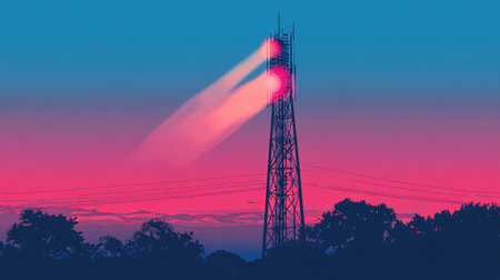brodcst signal tower in a zooming styleの写真素材