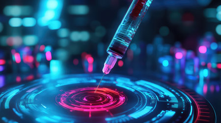 neon spinning immunization log in a cyberpunk aestheticの素材