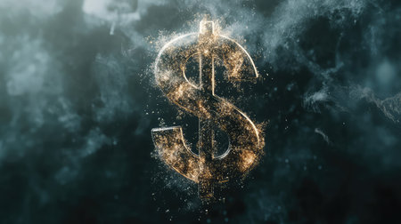 $$$composition$$$ cinematic style with flowing dollar signsの素材
