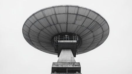 concrete brutalist style technology satellite dish replicationの素材