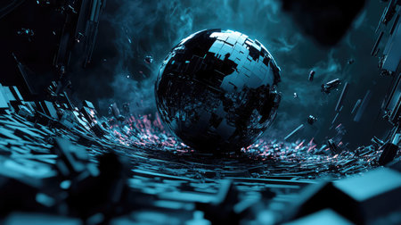 innovation futuristic collapsing globe styleの素材