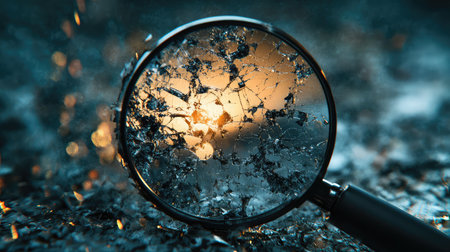metmorphosis abstract style of a disintegrating magnifying glassの素材