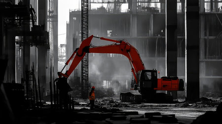machinery high contrast style construction site assemblyの写真素材