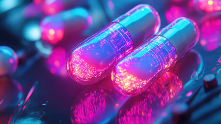 futuristic cyberpunk style ai analysis of pillsの素材