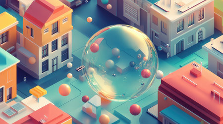 expansion expanding sphere in isometric styleの素材