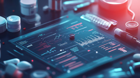 visualization low poly style cross section of a medical chartの写真素材