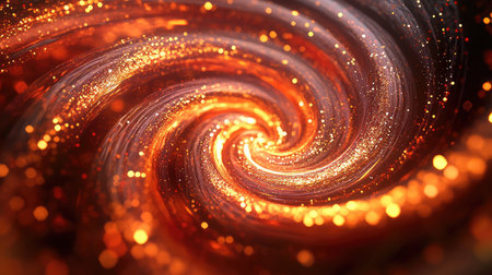 Golden glittering particles creating abstract spiral vortexの写真素材