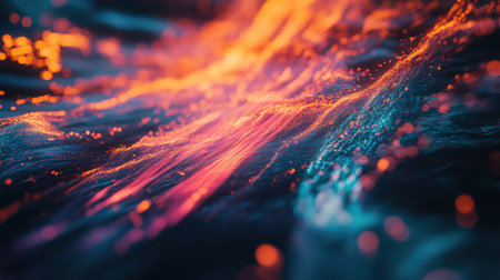 Digital data stream flowing in abstract neural networkの写真素材