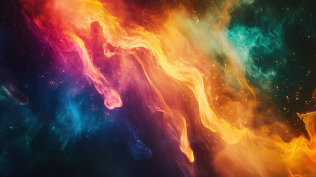 Colorful cosmic nebula creating abstract space backgroundの写真素材