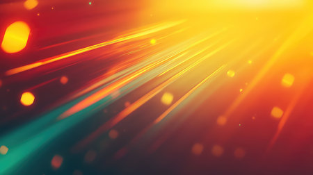 Abstract golden light rays streaming through bokehの写真素材