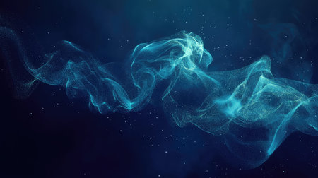 Glowing blue particles forming abstract energy flowの写真素材