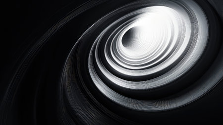 Grey spiral vortex illustrating technological future and progressの写真素材