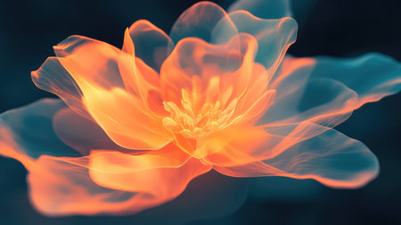 Glowing transparent flower creating abstract digital art conceptの写真素材