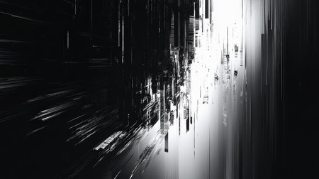 Abstract digital glitching information data black and white backgroundの写真素材