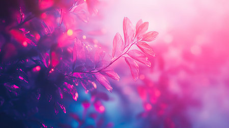 Vibrant pink foliage creating a dreamy abstract backgroundの写真素材