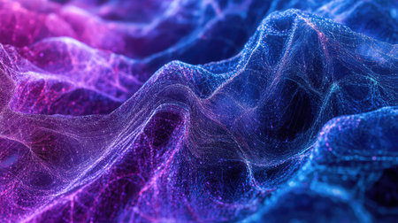 Digital data network wave flowing glowing particlesの写真素材