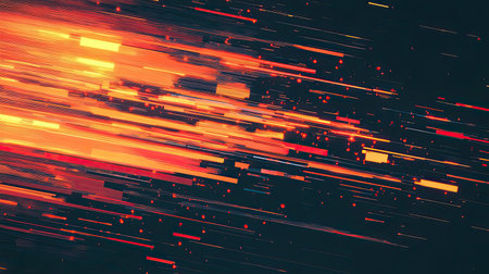 Digital data flowing light energy linesの写真素材