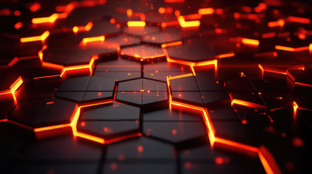 Glowing hexagonal grid creating abstract technology backgroundの写真素材