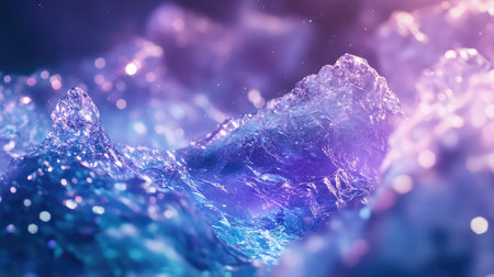 Abstract crystal peaks glowing with sparkling lightの写真素材