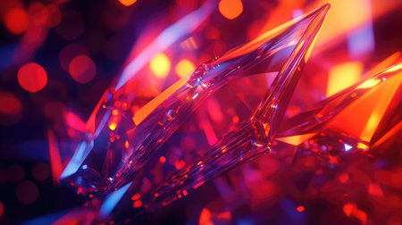 Abstract crystal forms reflecting vivid light creating bokehの写真素材