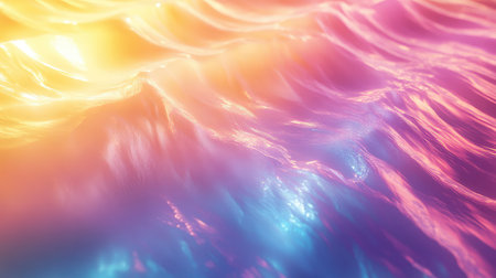 Vibrant abstract liquid waves forming a glowing gradientの写真素材