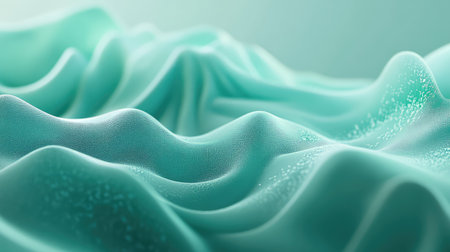 Teal fabric waves creating soft abstract texture backgroundの写真素材